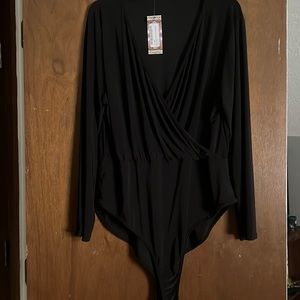 NWT plus slinky wrap over bodysuit - black